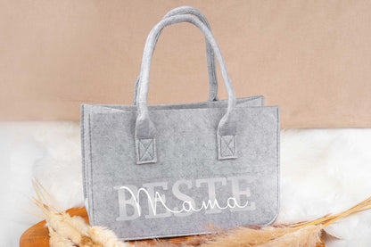 Tasche aus Filz personalisiert mit Name - Einkaufstasche, Shopper