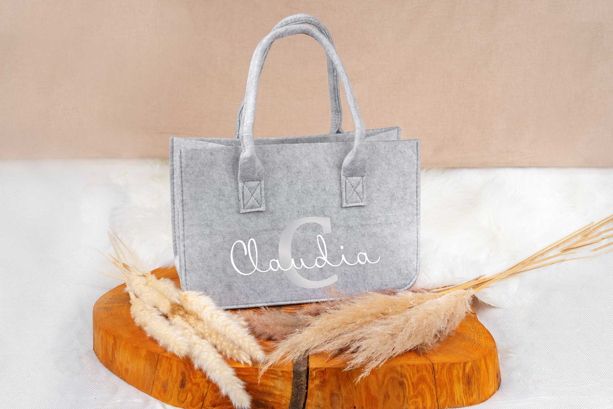 Tasche aus Filz personalisiert mit Name - Einkaufstasche, Shopper