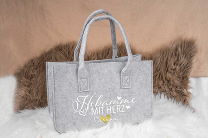 Tasche aus Filz personalisiert mit Name - Einkaufstasche, Shopper
