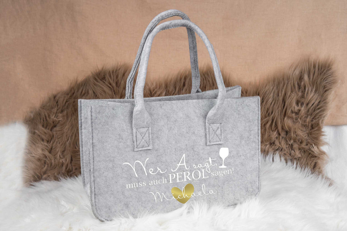Tasche aus Filz personalisiert mit Name - Einkaufstasche, Shopper