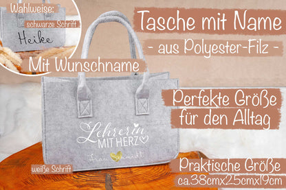 Tasche aus Filz personalisiert mit Name - Einkaufstasche, Shopper