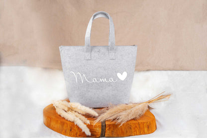 Filztasche personalisiert mit Name und Reißverschluss - Einkaufstasche, Shopper