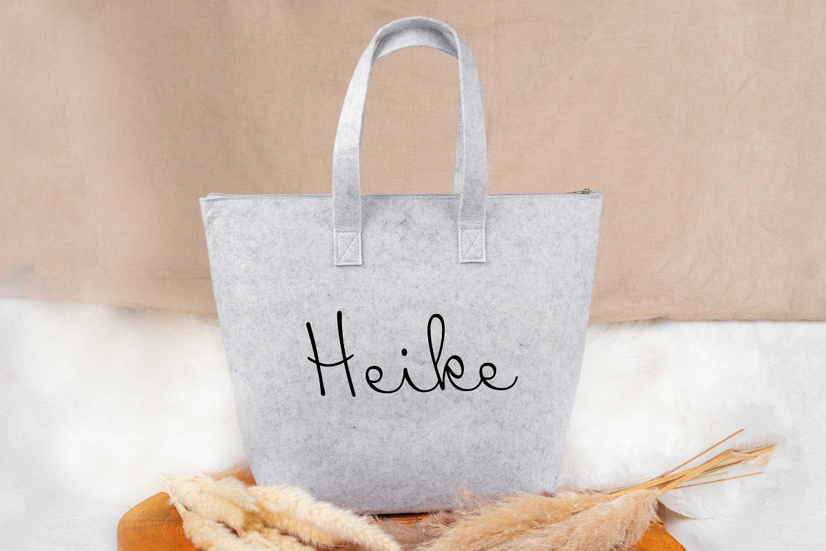 Filztasche personalisiert mit Name und Reißverschluss - Einkaufstasche, Shopper