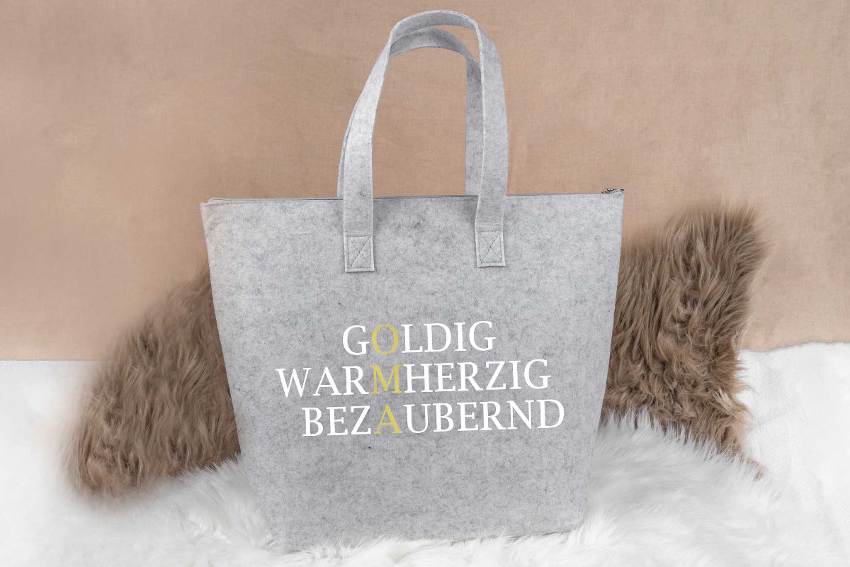 Tasche aus Filz personalisiert mit Name - Einkaufstasche, Shopper