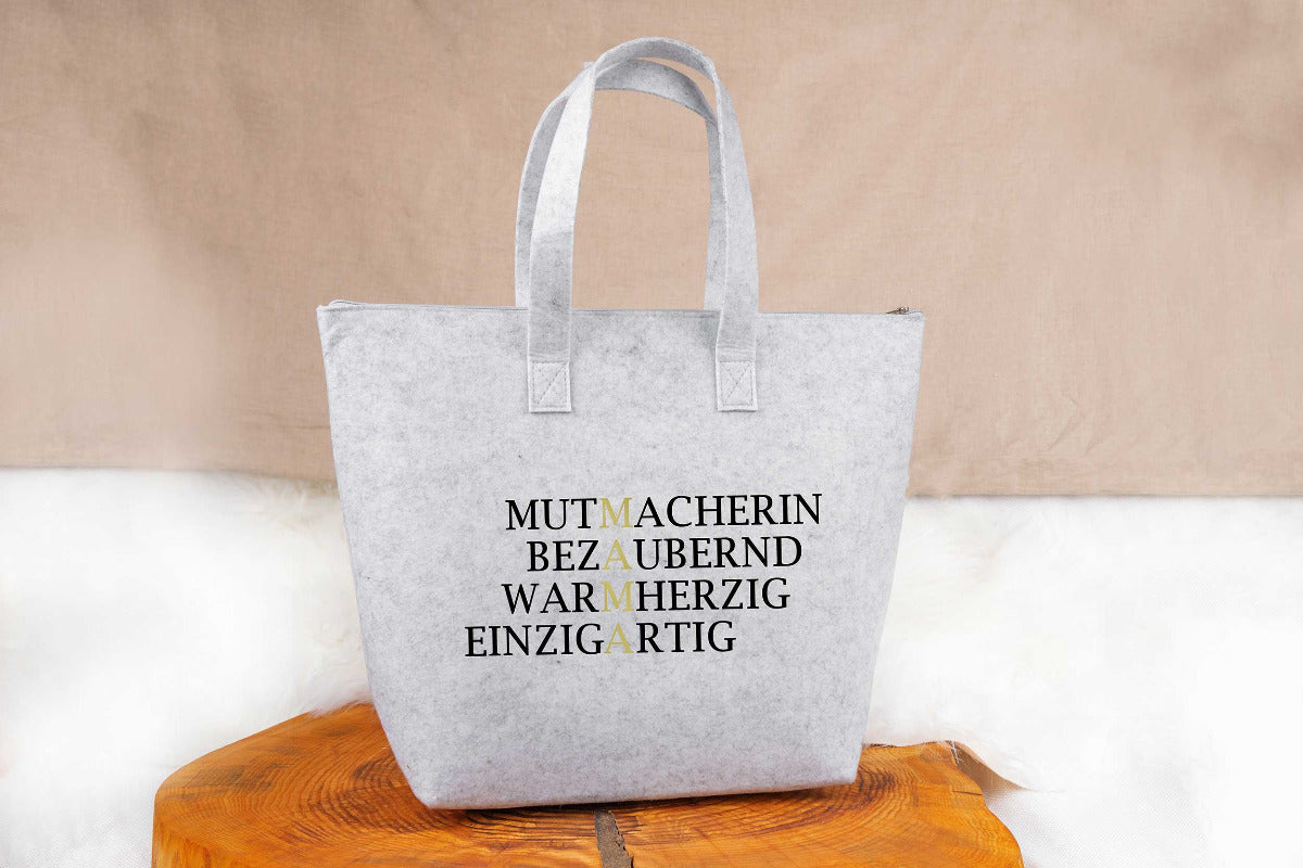 Tasche aus Filz personalisiert mit Name - Einkaufstasche, Shopper