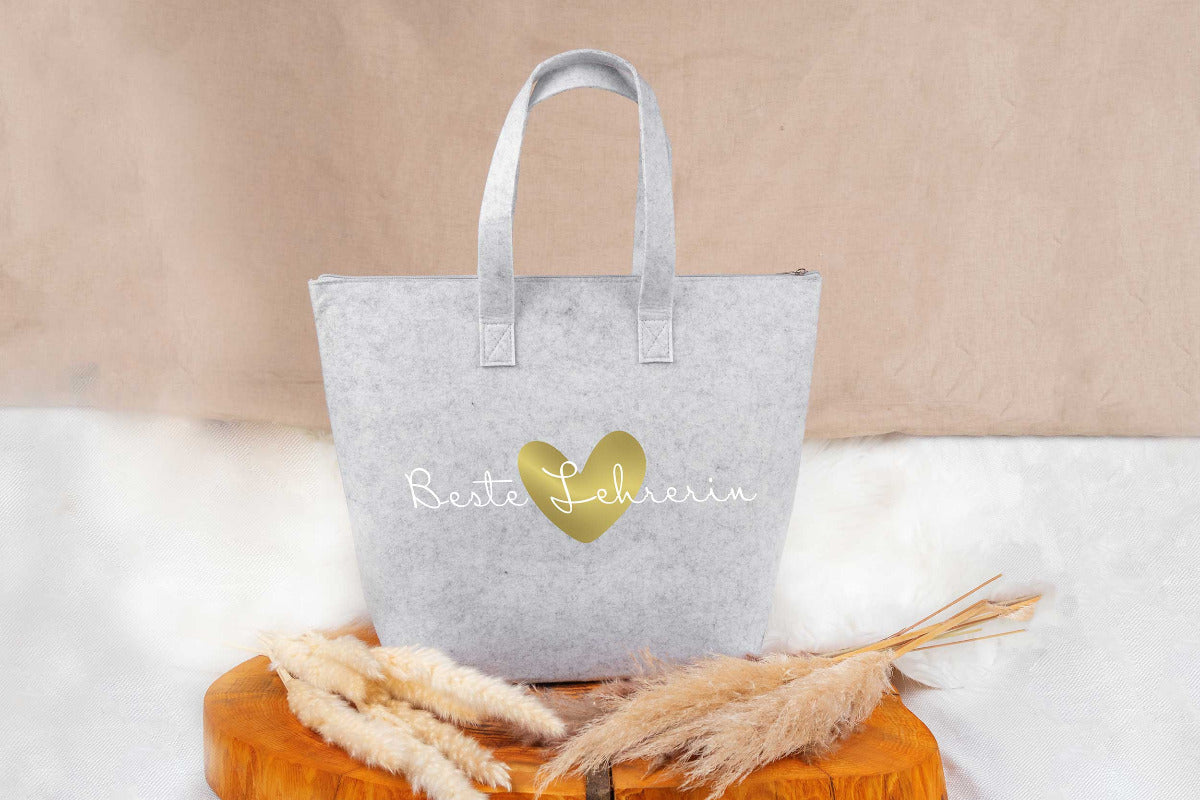 Tasche aus Filz personalisiert mit Name - Einkaufstasche, Shopper