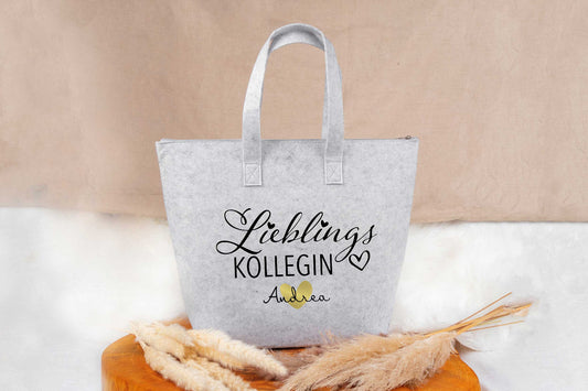 Tasche aus Filz personalisiert mit Name • Einkaufstasche, Shopper