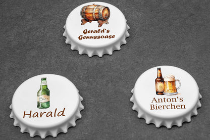 Flaschenöffner Kronkorken personalisiert bunt