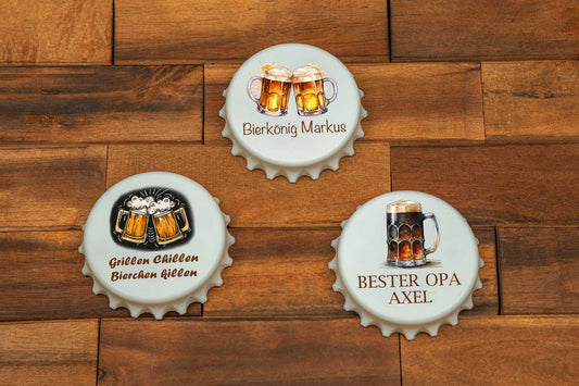 Flaschenöffner Kronkorken personalisiert bunt