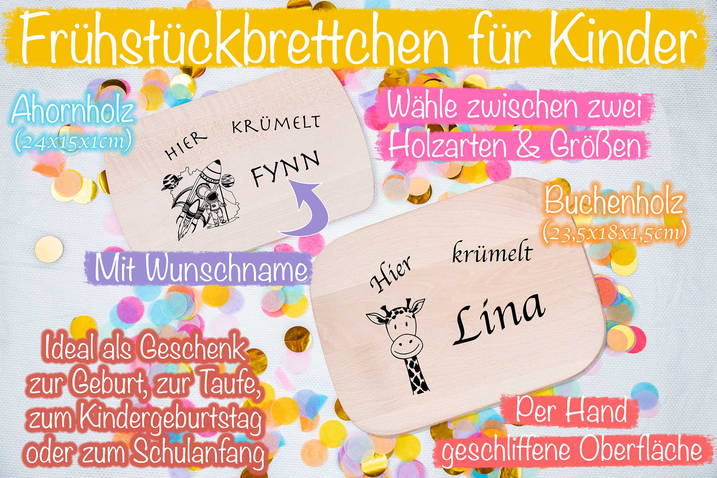 Personalisiertes Frühstücksbrett für Kinder