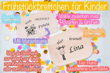 Personalisiertes Frühstücksbrett für Kinder
