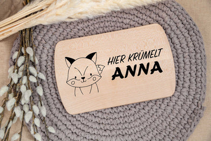 Frühstücksbrett personalisiert für Kinder mit Tiermotiven