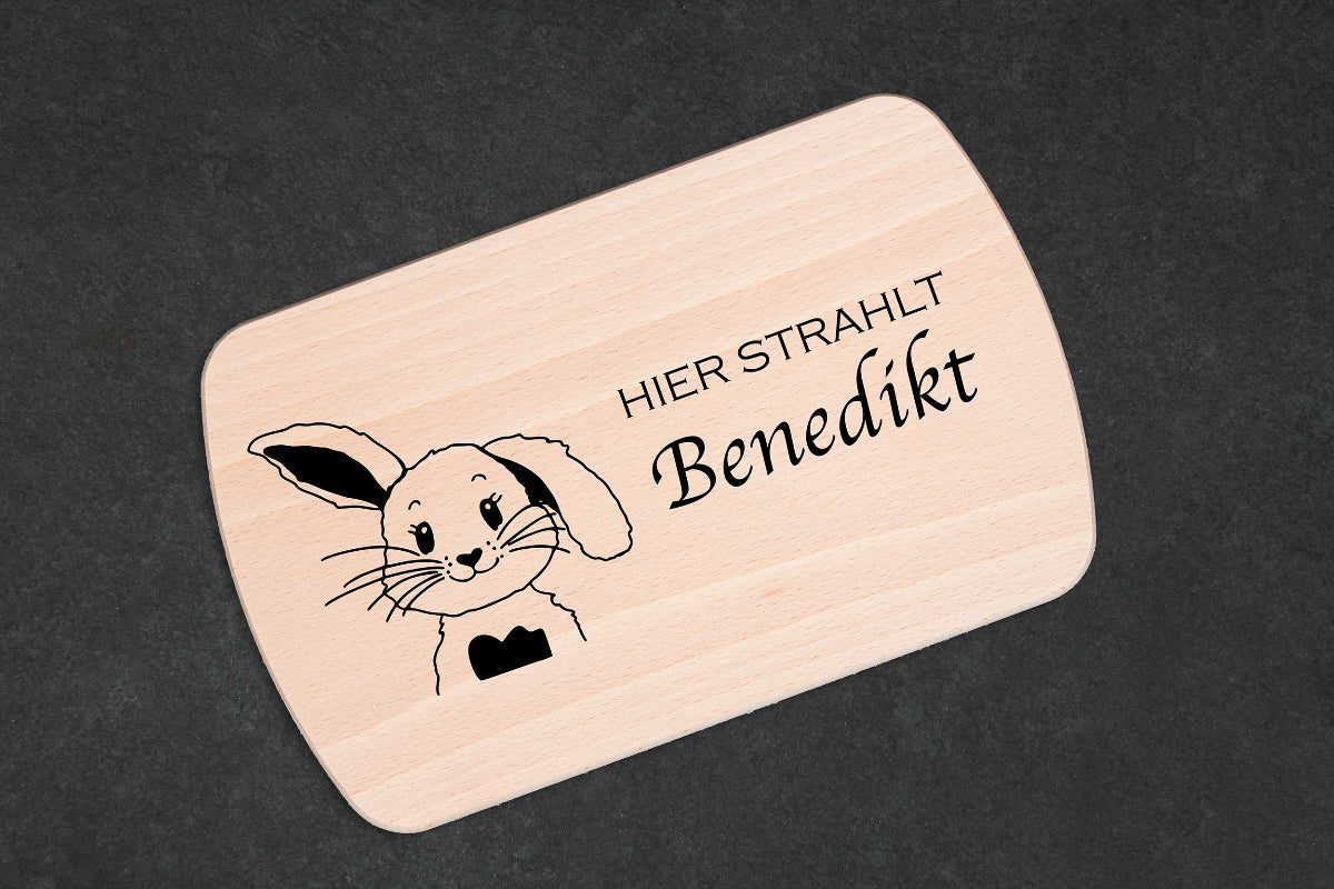 Frühstücksbrett personalisiert für Kinder mit Tiermotiven