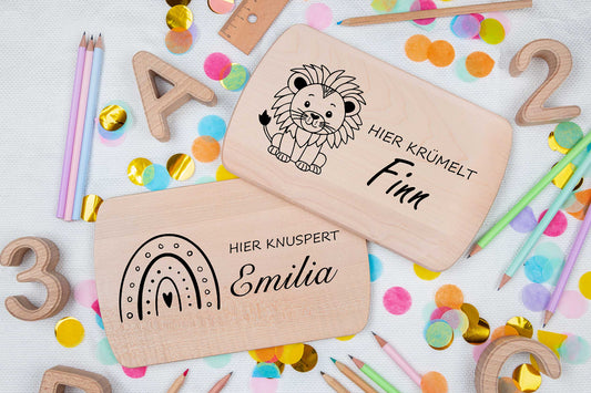 Frühstücksbrett personalisiert für Kinder mit Tiermotiven