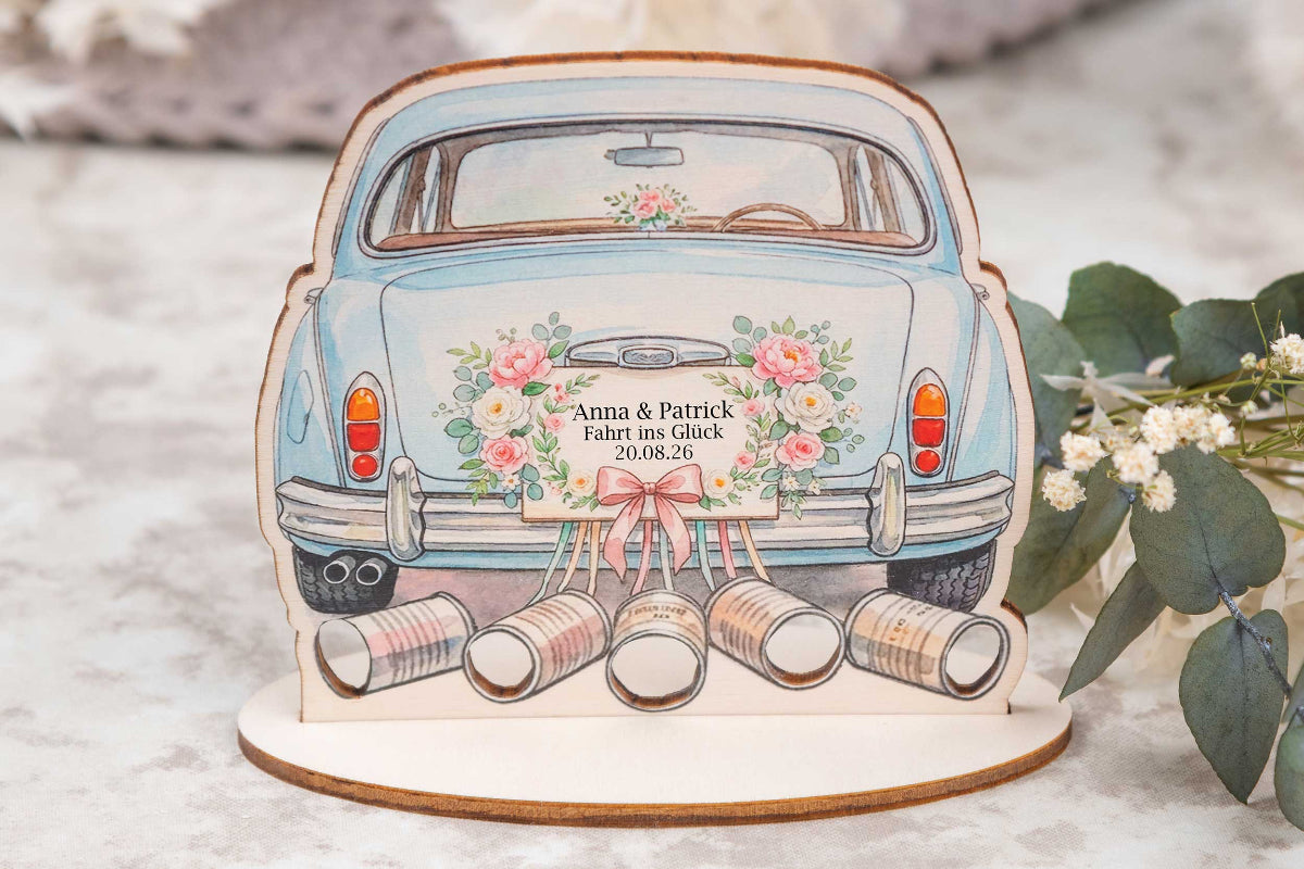 Geldgeschenk zur Hochzeit personalisiert • Hochzeitsauto
