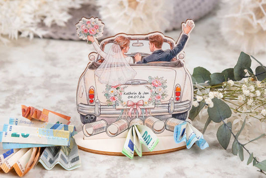 Geldgeschenk zur Hochzeit personalisiert • Hochzeitsauto