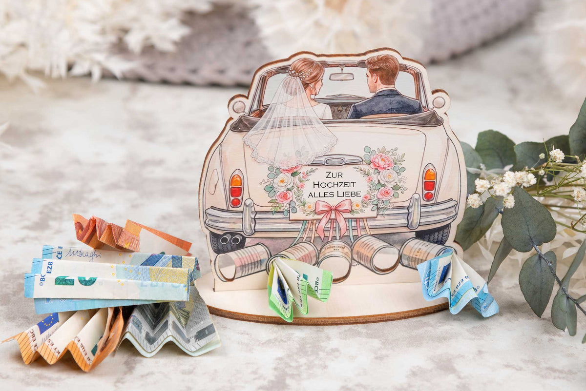 Geldgeschenk zur Hochzeit personalisiert • Hochzeitsauto