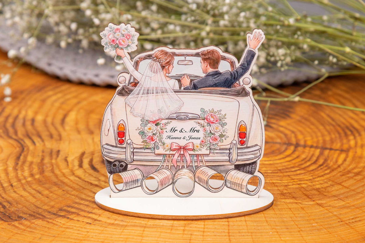 Geldgeschenk zur Hochzeit personalisiert • Hochzeitsauto