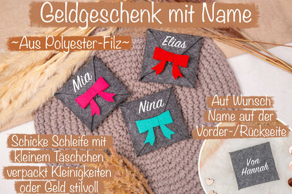 Geldgeschenk Schleife personalisiert als Täschchen