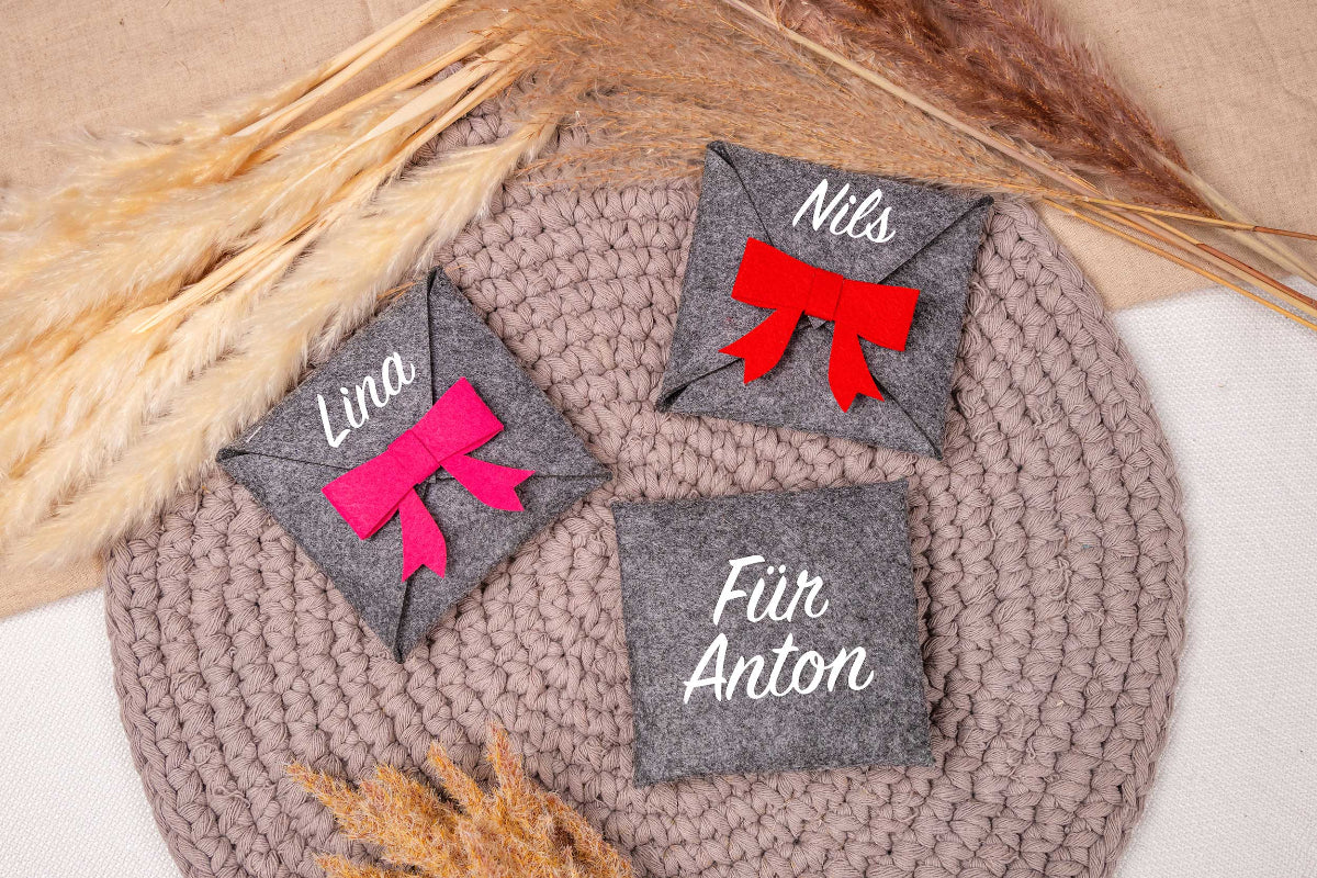 Geldgeschenk Schleife personalisiert als Täschchen