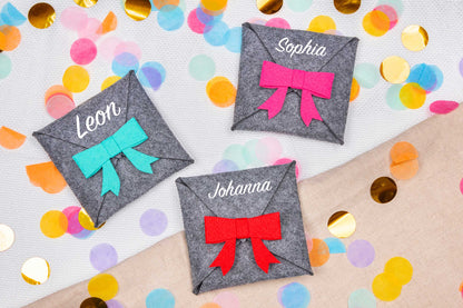 Geldgeschenk Schleife personalisiert als Täschchen