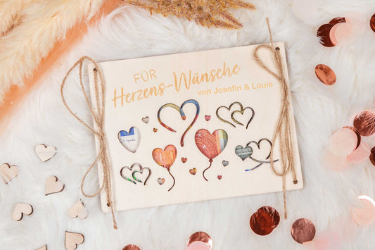 Geldgeschenk Herzenswünsche personalisiert mit Gravur
