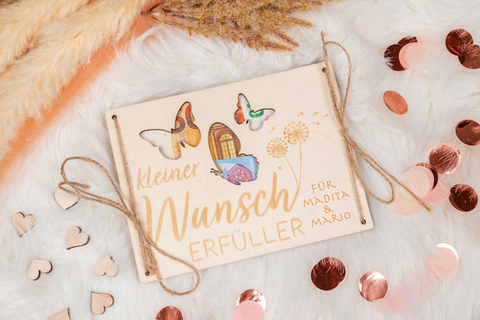 Geldgeschenk kleiner Wunscherfüller personalisiert mit Gravur