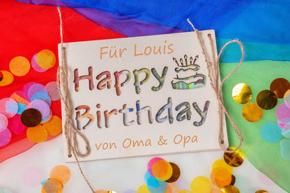 Geldgeschenk Geburtstag personalisiert mit Gravur - Happy Birthday