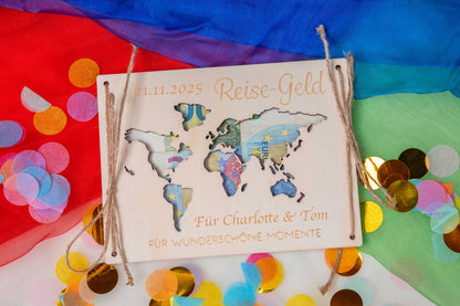 Geldgeschenk Reisegeld personalisiert mit Gravur