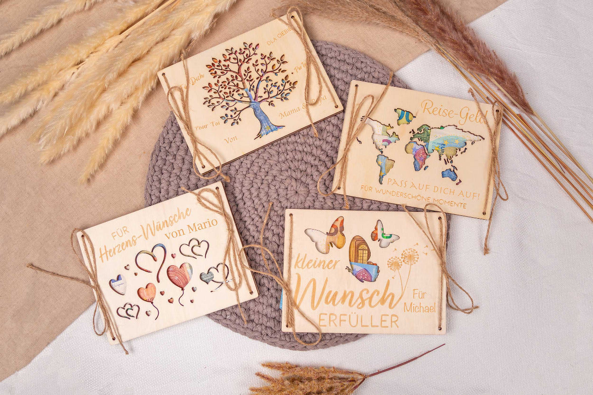 Geldgeschenk Reisegeld personalisiert mit Gravur