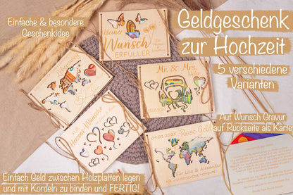 Geldgeschenk zur Hochzeit personalisiert mit Gravur - Gemeinsamer Lebensweg