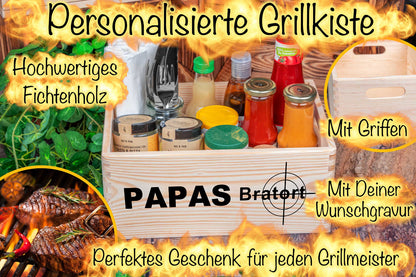 Grillkiste personalisiert aus Fichtenholz • Grillbutler