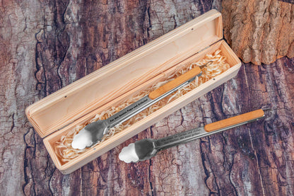 Personalisierte Grillzange aus Edelstahl mit passender Geschenkbox
