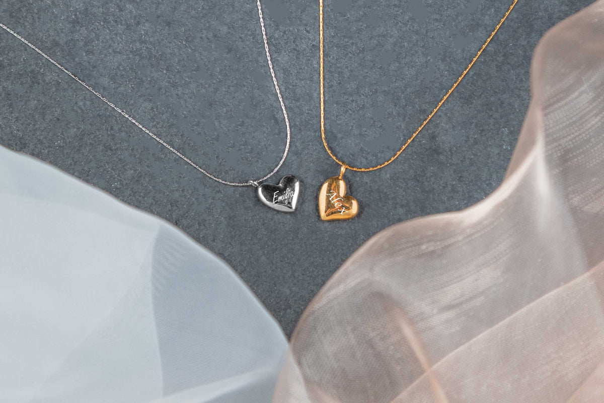 Halskette Herz mit Gravur personalisiert in silber und gold
