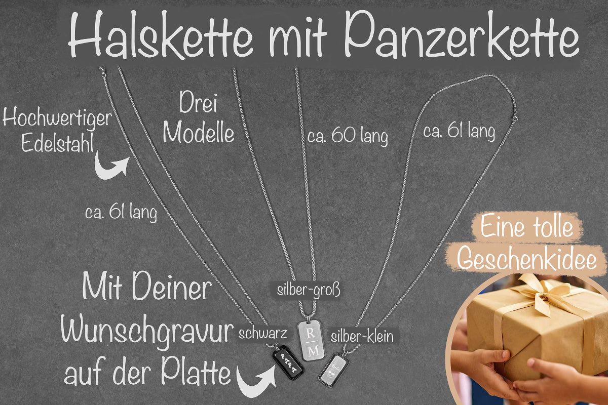 Halskette mit Gravur personalisiert in silber und schwarz