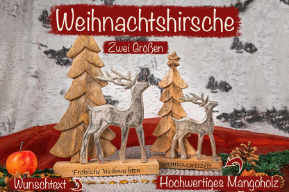 Weihnachtsgeschenk Holz Hirsch mit Gravur personalisiert