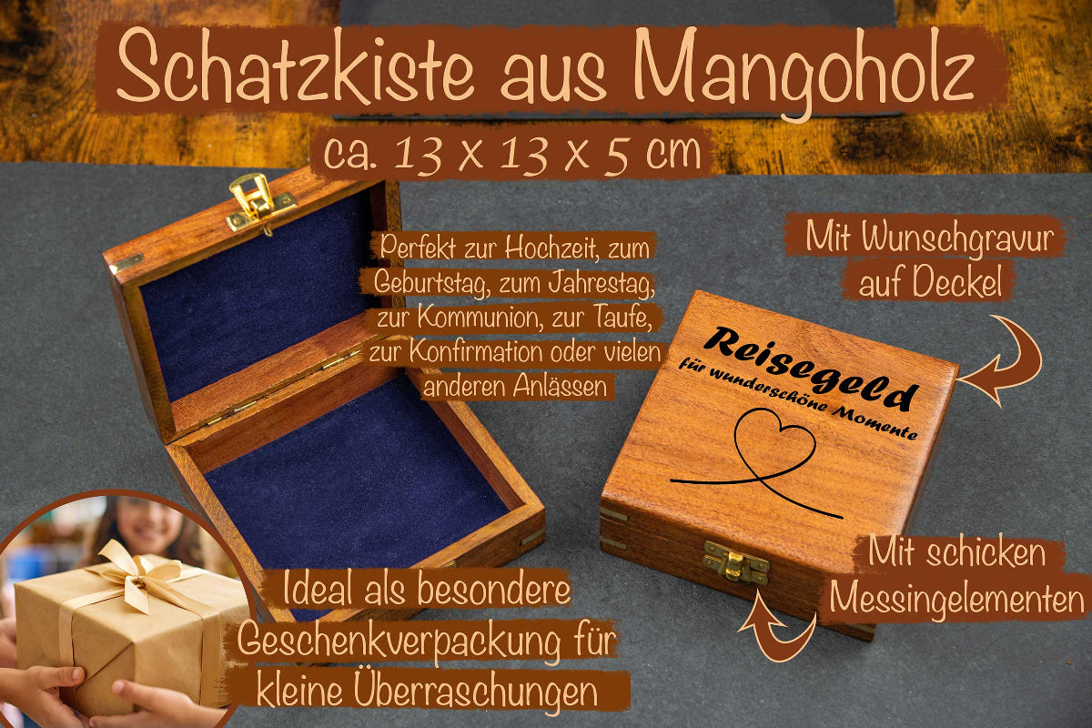 Schatzkiste personalisiert mit Deiner Wunschgravur - Holzkiste