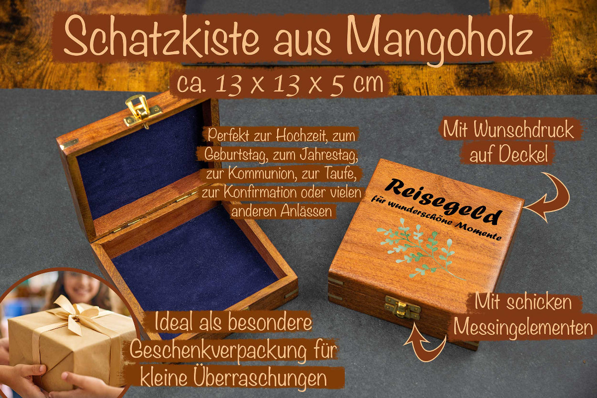 Schatzkiste Hochzeit personalisiert mit Deinem Wunschtext - Holzkiste