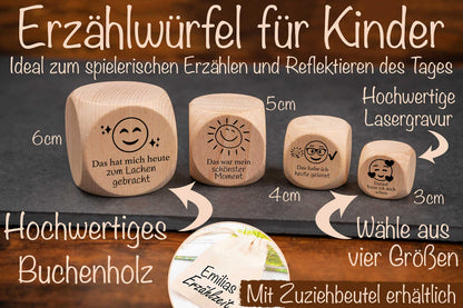 Erzählwürfel mit Gravur für Kinder