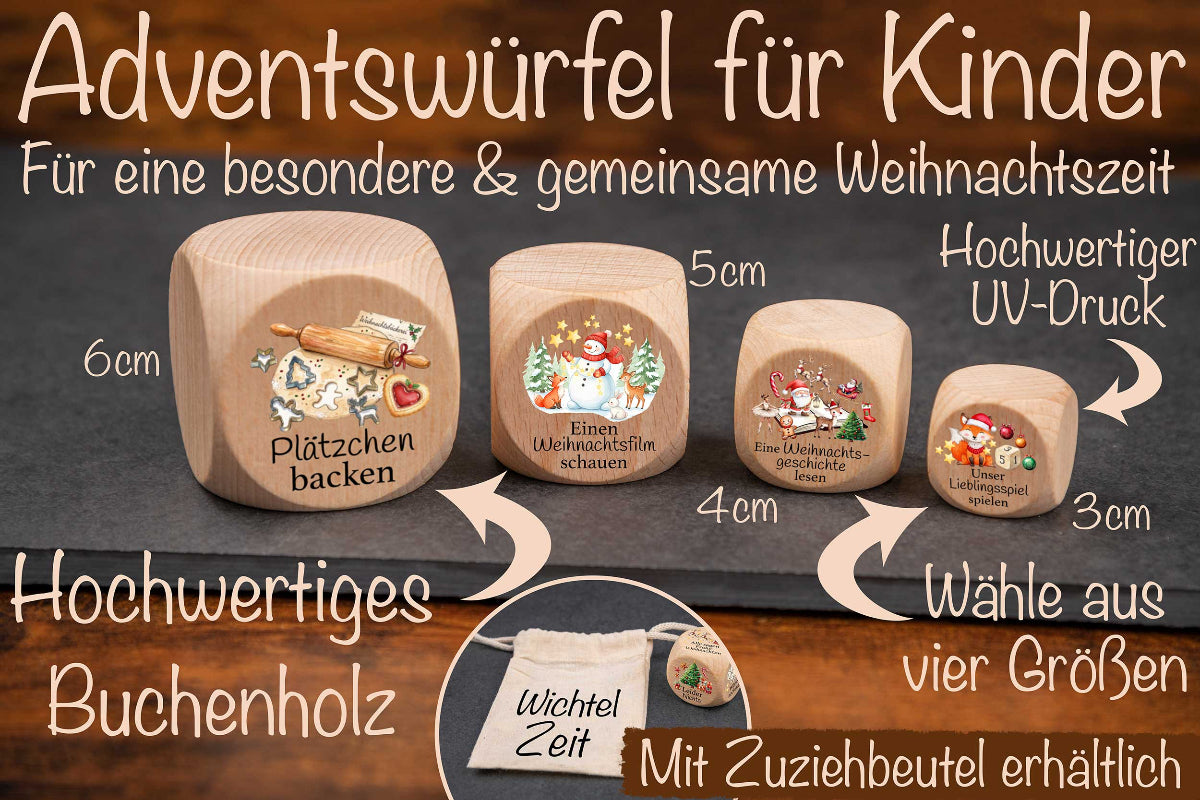 Adventswürfel für Kinder personalisiert • Gemeinsame Weihnachtsaktivitäten