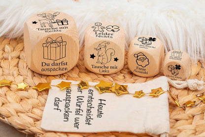 Wichtelwürfel passend für Advent und Weihnachten mit Gravur
