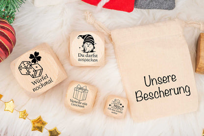 Wichtelwürfel passend für Advent und Weihnachten mit Gravur