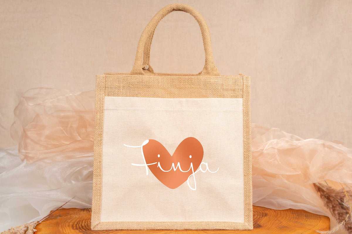 Tasche aus Jute personalisiert mit Name • Einkaufstasche, Shopper