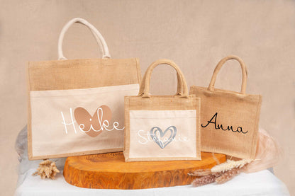 Tasche aus Jute personalisiert mit Name • Einkaufstasche, Shopper