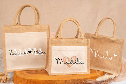 Tasche aus Jute personalisiert mit Name • Einkaufstasche, Shopper