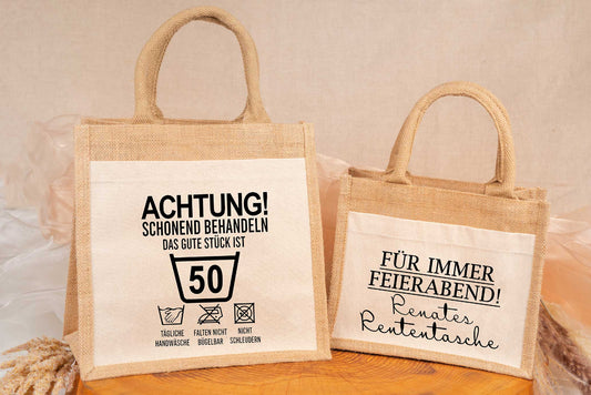Tasche aus Jute personalisiert mit vielen Designs • Einkaufstasche