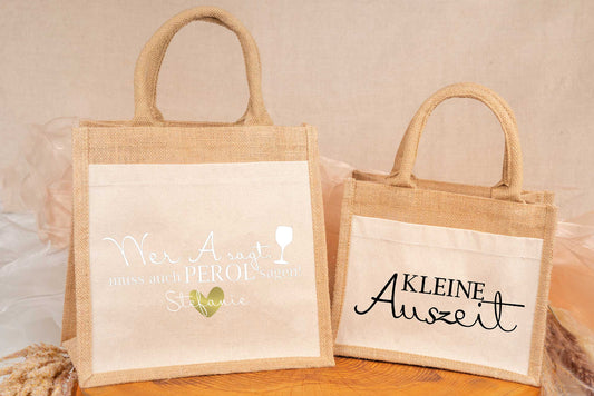 Tasche aus Jute personalisiert mit vielen Designs • Einkaufstasche