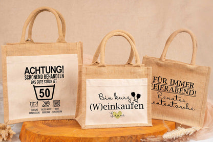 Tasche aus Jute personalisiert mit vielen Designs • Einkaufstasche