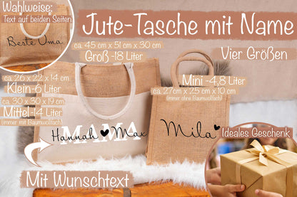 Tasche aus Jute personalisiert mit Name - Einkaufstasche, Shopper