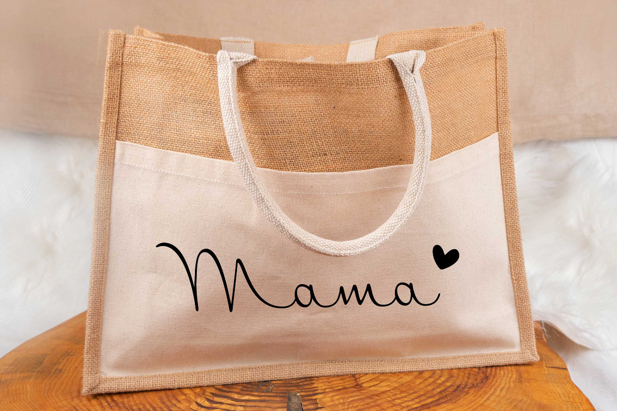 Tasche aus Jute personalisiert mit Name - Einkaufstasche, Shopper